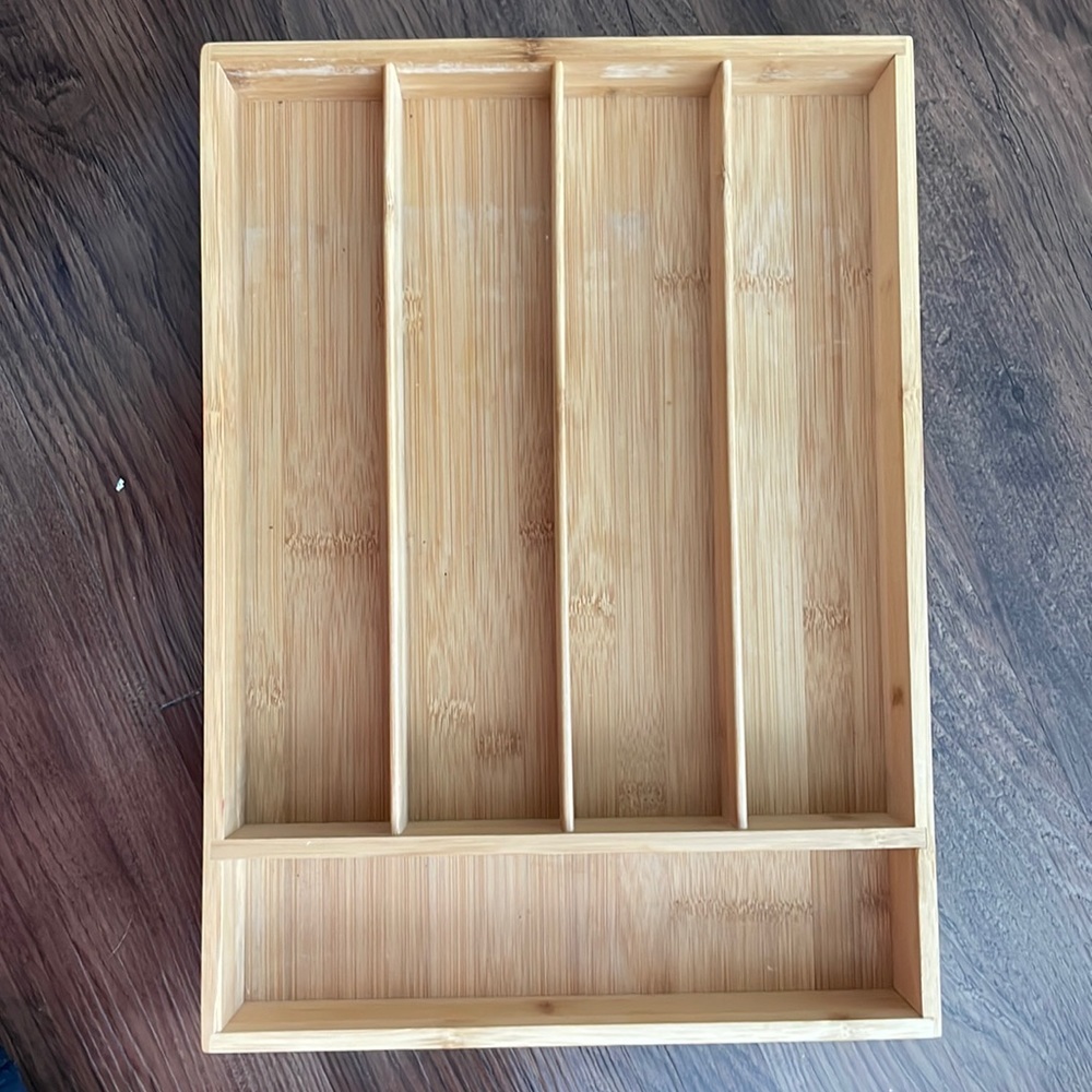 Bamboo Kitchen Silverware Organizer